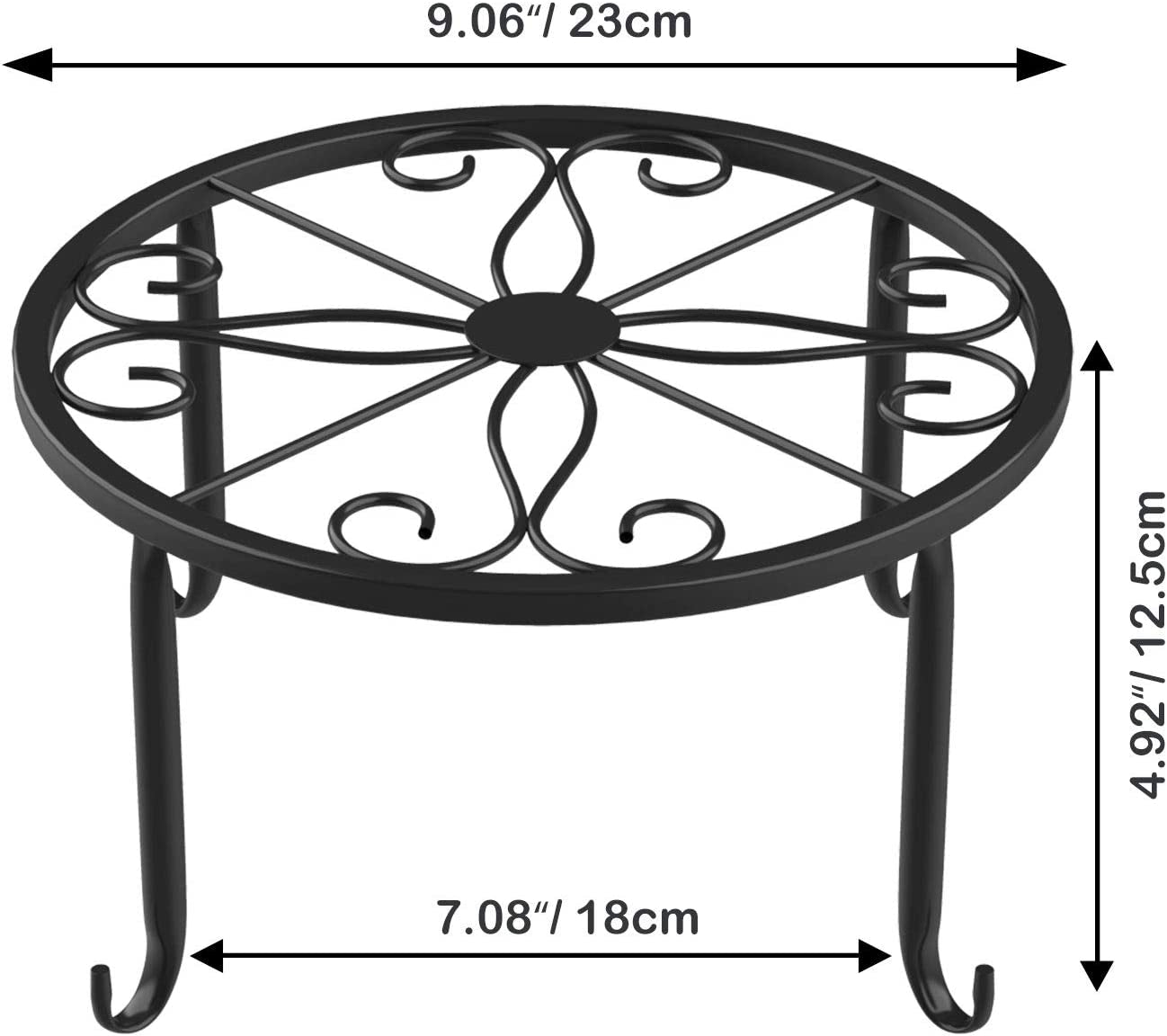 Lewondr Metal Potted Plant Stands, 3 Pack 9" Heavy Duty Rustproof Iron round Flower Pot Stands, Indoor Outdoor Plant Holder Support Rack for Planter Flowerpot Patio Garden - Black