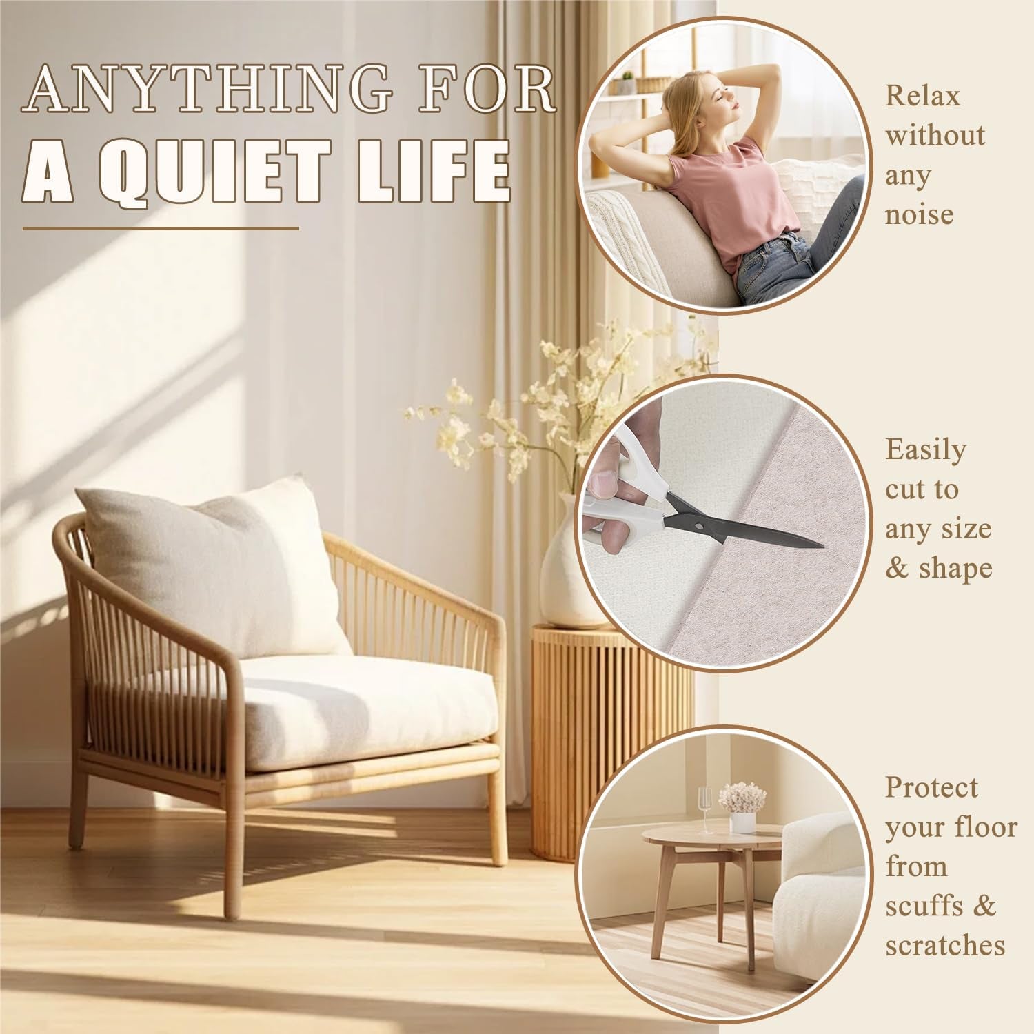 Felt Furniture Pads for Hardwood Floors -261 Pcs Premium Floor Protectors for Furniture, Felt Pads for Chair Legs, Beige