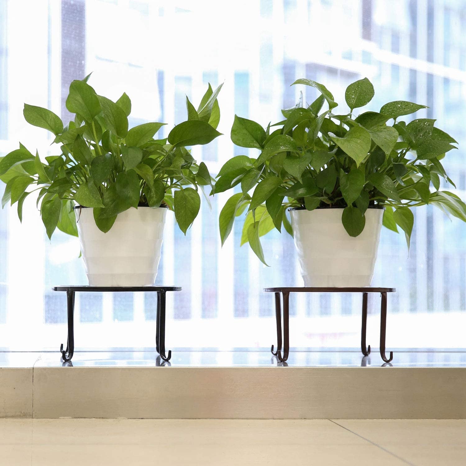 Lewondr Metal Potted Plant Stands, 3 Pack 9" Heavy Duty Rustproof Iron round Flower Pot Stands, Indoor Outdoor Plant Holder Support Rack for Planter Flowerpot Patio Garden - Black