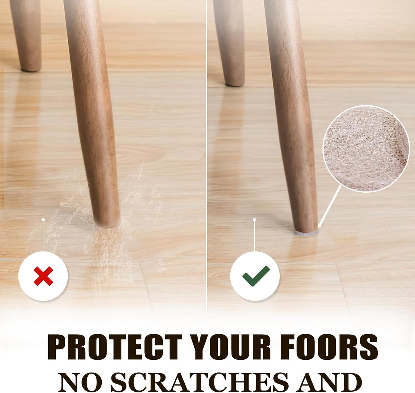 Felt Furniture Pads for Hardwood Floors -261 Pcs Premium Floor Protectors for Furniture, Felt Pads for Chair Legs, Beige