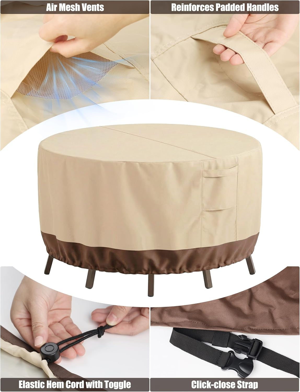 Patio Furniture Covers Waterproof, Outdoor Furniture Covers Waterproof Windproof with Padded Handles, Heavy Duty 600D Oxford Outdoor Table Chair Set Cover