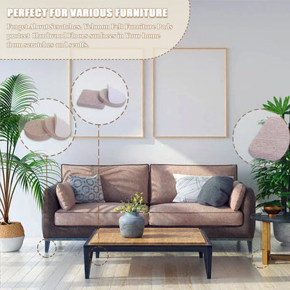 Felt Furniture Pads for Hardwood Floors -261 Pcs Premium Floor Protectors for Furniture, Felt Pads for Chair Legs, Beige