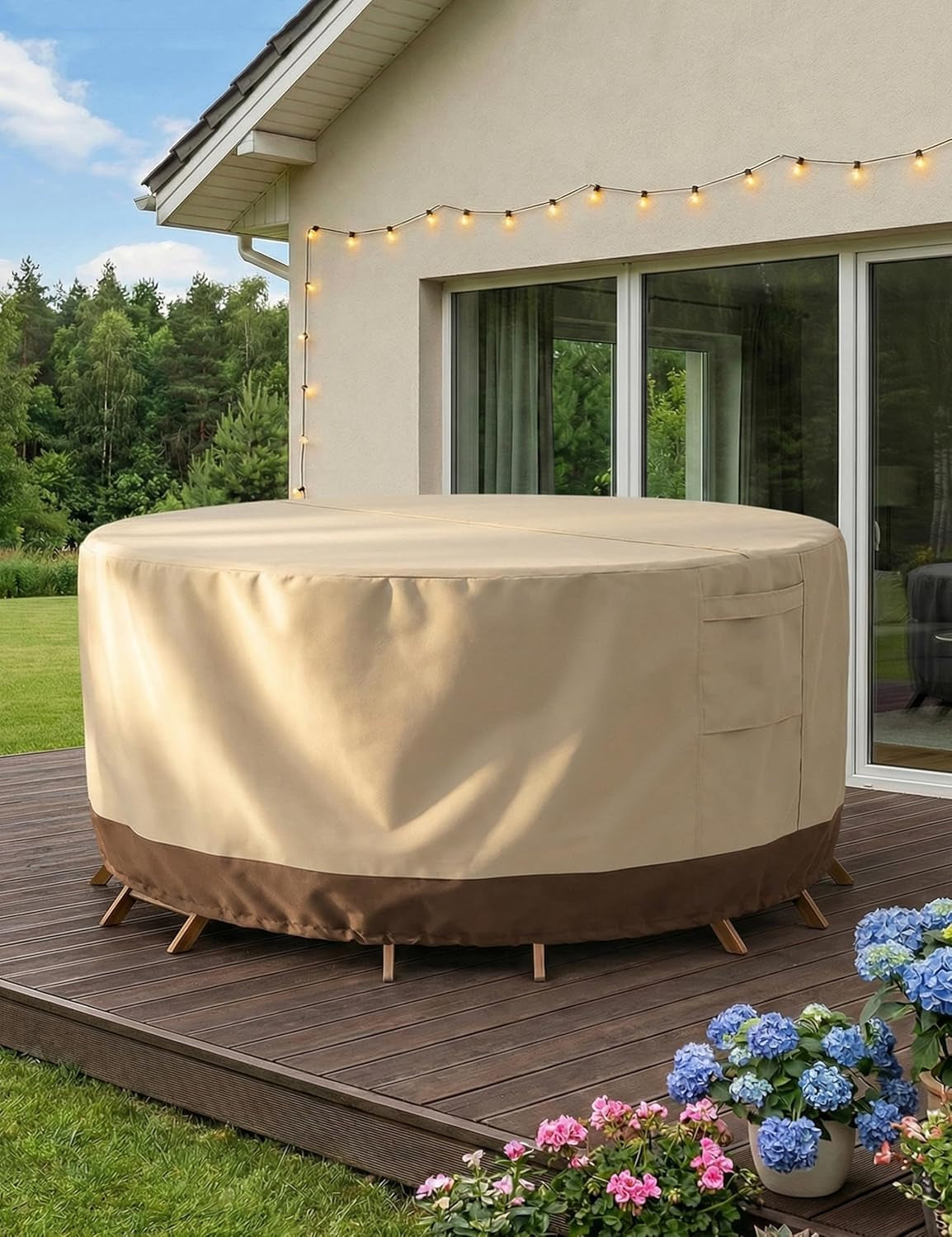 Patio Furniture Covers Waterproof, Outdoor Furniture Covers Waterproof Windproof with Padded Handles, Heavy Duty 600D Oxford Outdoor Table Chair Set Cover