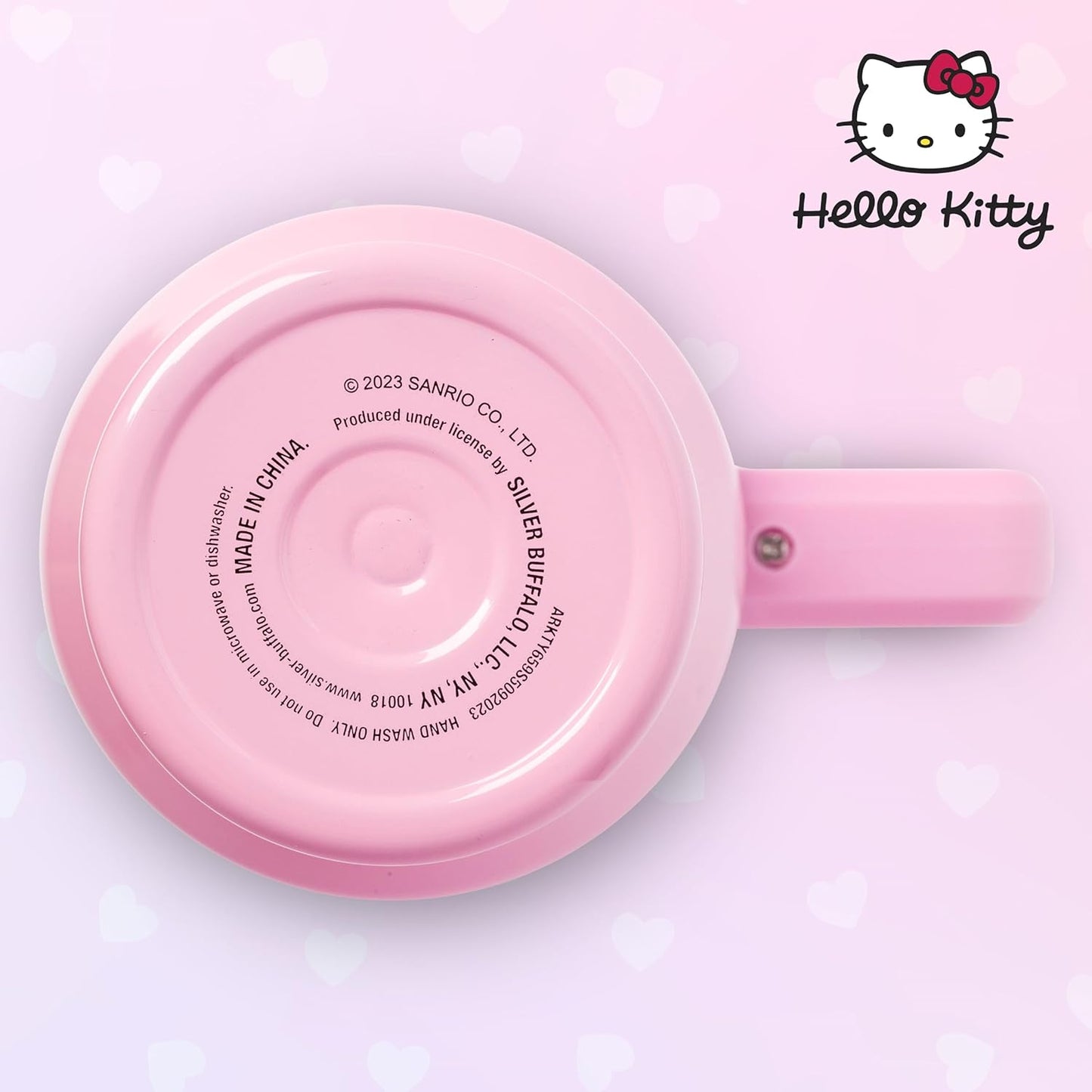 Sanrio Hello Kitty Waving Double Walled Stainless Steel Tumbler with Handle and Straw, Fits in Standard Cup Holder, 40 Ounces