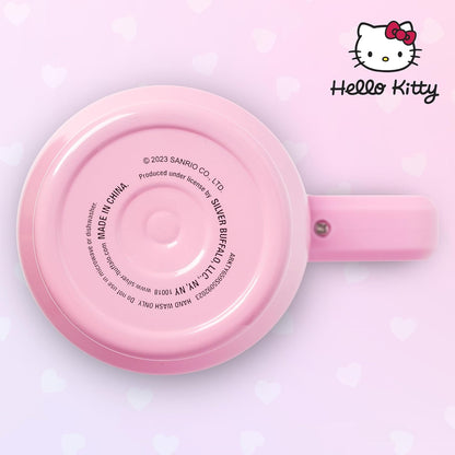 Sanrio Hello Kitty Waving Double Walled Stainless Steel Tumbler with Handle and Straw, Fits in Standard Cup Holder, 40 Ounces