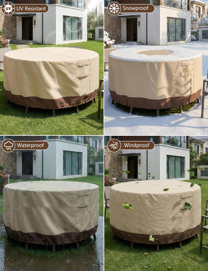 Patio Furniture Covers Waterproof, Outdoor Furniture Covers Waterproof Windproof with Padded Handles, Heavy Duty 600D Oxford Outdoor Table Chair Set Cover